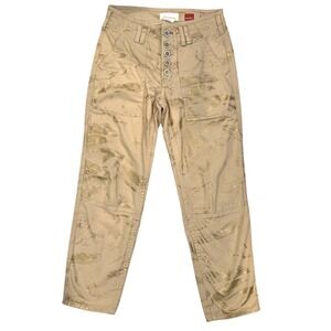 Anthropologie | The Wanderer Utility Pants Metallic Accents Button Fly Size 26